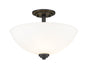 Ashton 3 Light Semi Flush Mount in Matte Black with Matte Opal Glass Shade
