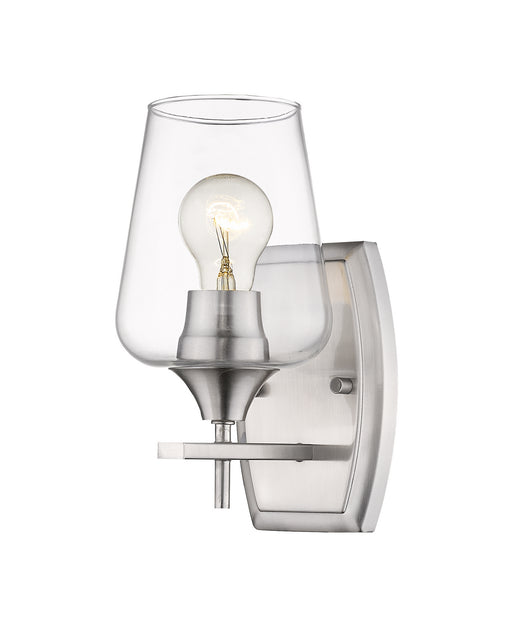 Joliet 1 Light Wall Sconce in Brushed Nickel with Clear Glass Shade
