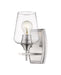 Joliet 1 Light Wall Sconce in Brushed Nickel with Clear Glass Shade