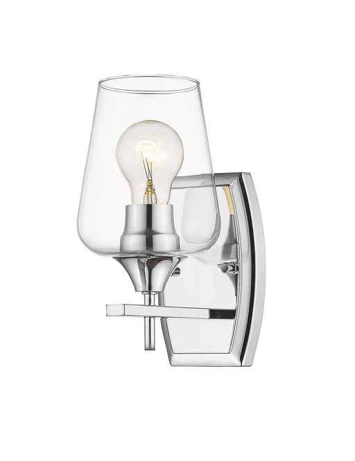 Joliet 1 Light Wall Sconce in Chrome with Clear Glass Shade