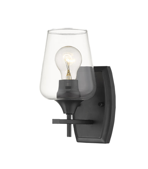 Joliet 1 Light Wall Sconce in Matte Black with Clear Glass Shade