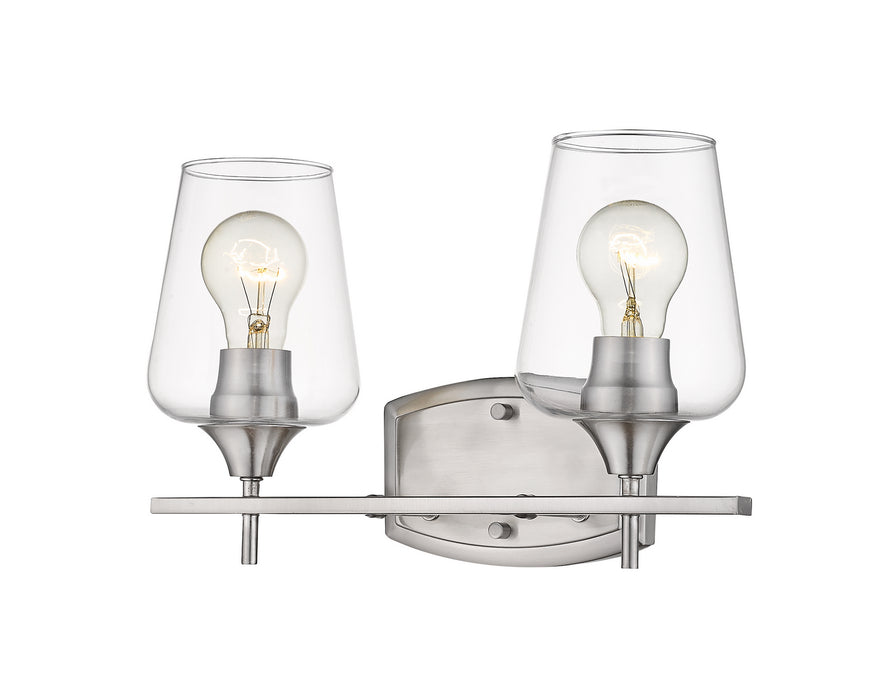 Joliet 2 Light Vanity in Brushed Nickel with Clear Glass Shade