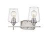 Joliet 2 Light Vanity in Brushed Nickel with Clear Glass Shade