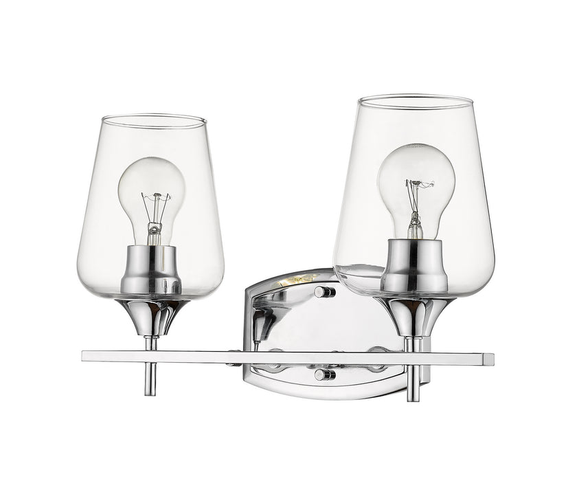 Joliet 2 Light Vanity in Chrome with Clear Glass Shade