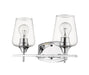 Joliet 2 Light Vanity in Chrome with Clear Glass Shade