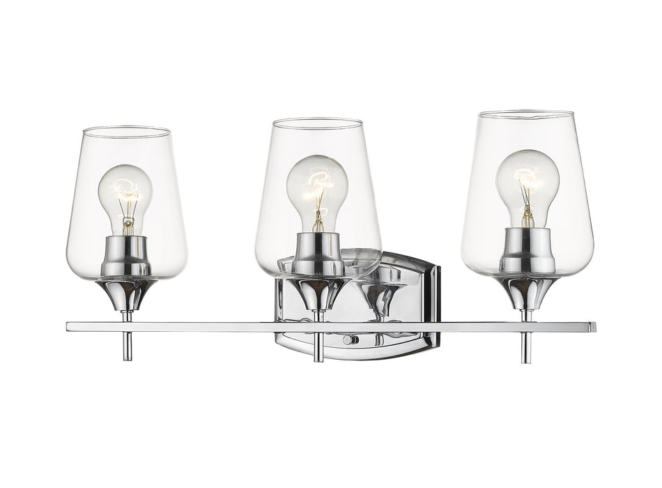 Joliet 3 Light Vanity in Chrome with Clear Glass Shade