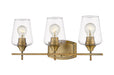 Joliet 3 Light Vanity in Olde Brass with Clear Glass Shade
