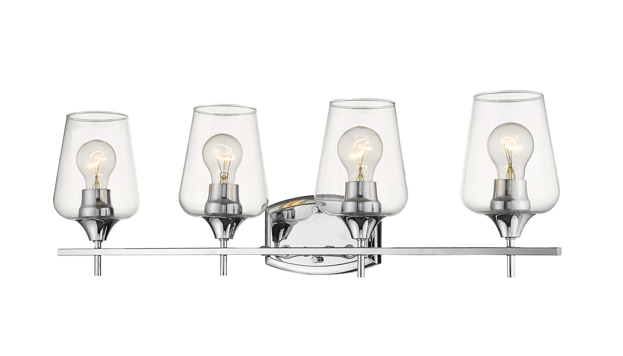 Joliet 4 Light Vanity in Chrome with Clear Glass Shade