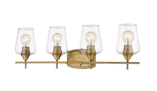 Joliet 4 Light Vanity in Olde Brass with Clear Glass Shade