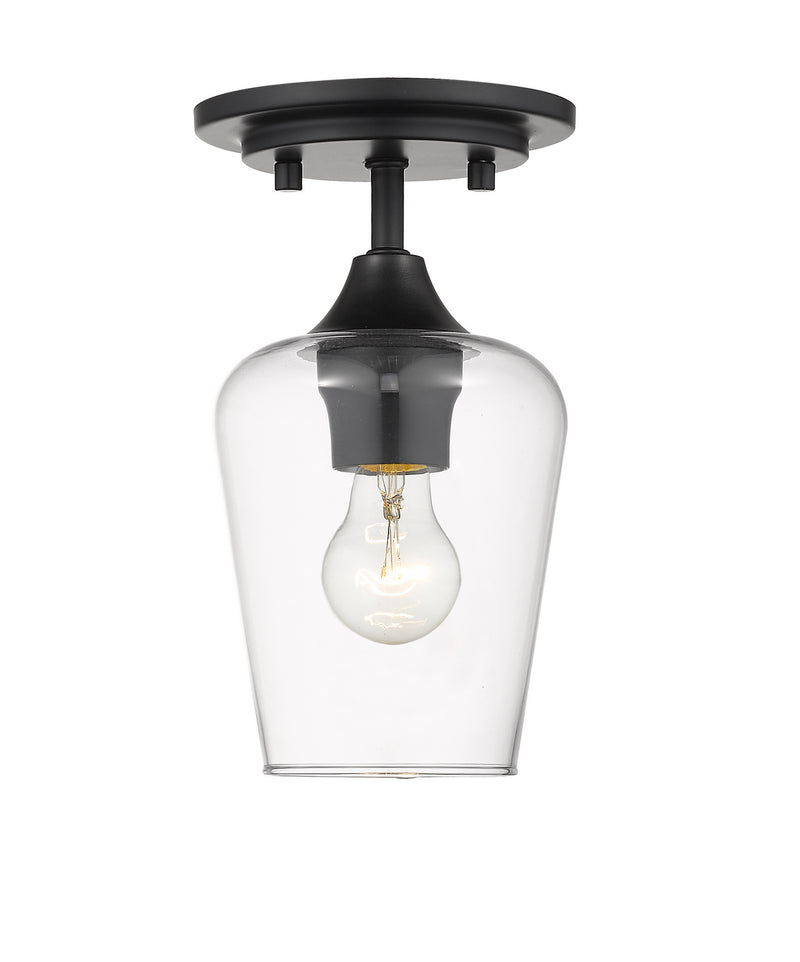 Joliet 1 Light Flush Mount in Matte Black with Clear Glass Shade