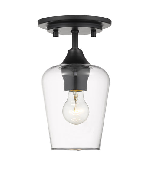 Joliet 1 Light Flush Mount in Matte Black with Clear Glass Shade