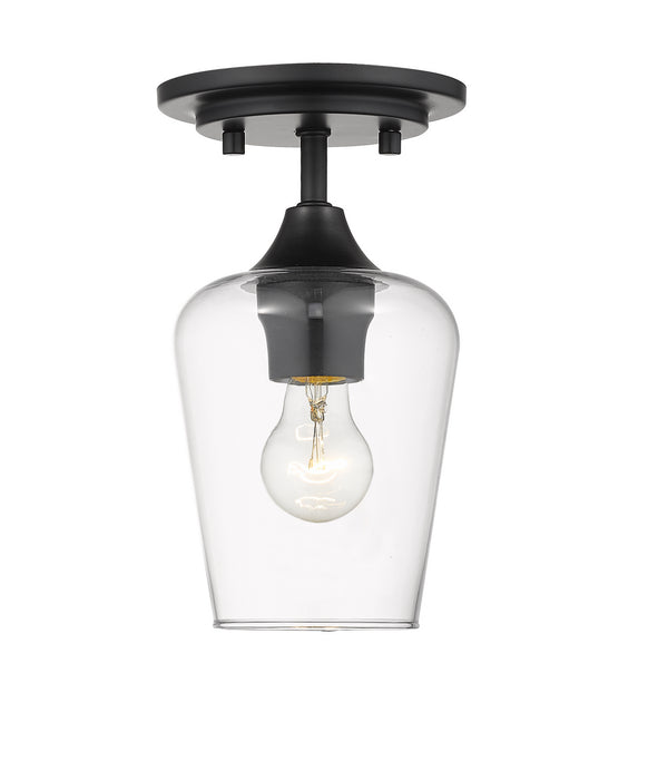 Joliet 1 Light Flush Mount in Matte Black with Clear Glass Shade