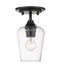 Joliet 1 Light Flush Mount in Matte Black with Clear Glass Shade
