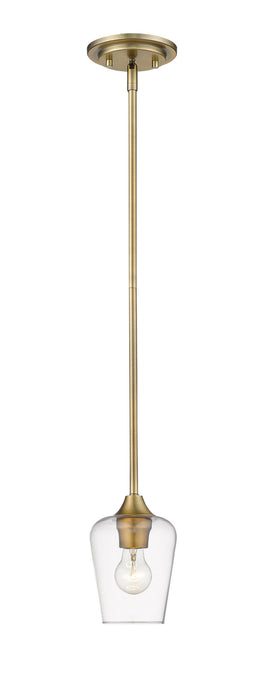Joliet 1 Light Mini Pendant in Olde Brass with Clear Glass Shade