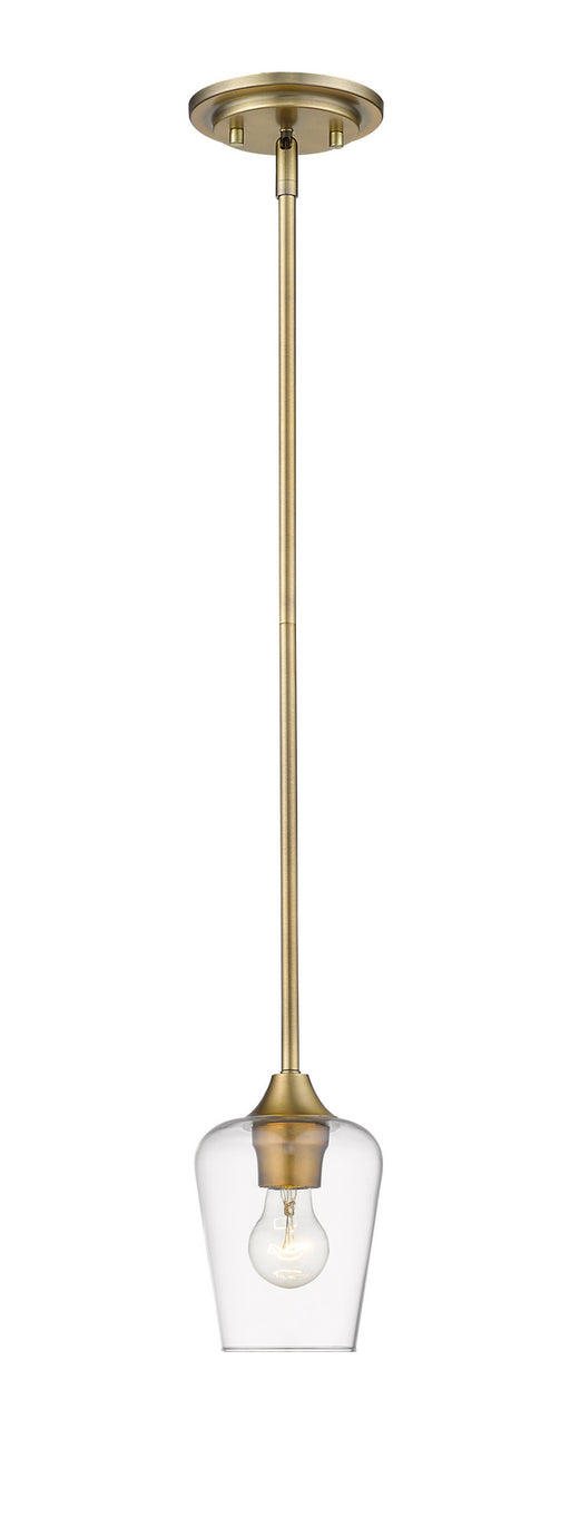 Joliet 1 Light Mini Pendant in Olde Brass with Clear Glass Shade