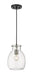 Bella 1 Light Mini Pendant in Matte Black & Brushed Nickel with Clear Glass Shade