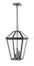 Talbot 3 Light Outdoor Chain Mount Ceiling Fixture in Black with Clear Beveled Glass Shade