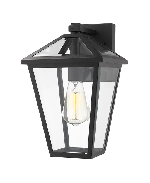 Talbot 1 Light Outdoor Wall Sconce in Black with Clear Beveled Glass Shade