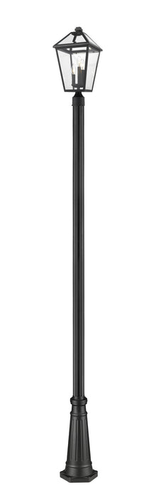 Talbot 3 Light Outdoor Post Mounted Fixture in Black with Clear Beveled Glass Shade