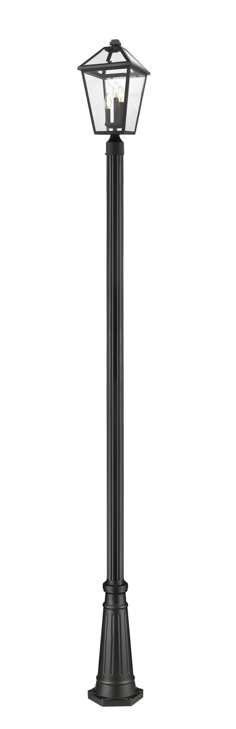 Talbot 3 Light Outdoor Post Mounted Fixture in Black with Clear Beveled Glass Shade