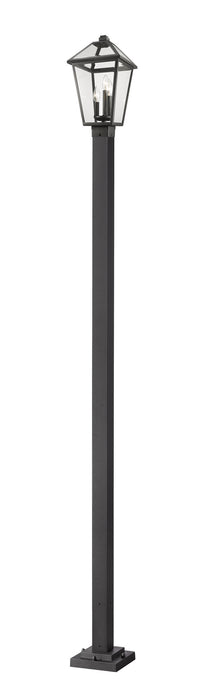 Talbot 3 Light Outdoor Post Mounted Fixture in Black with Clear Beveled Glass Shade