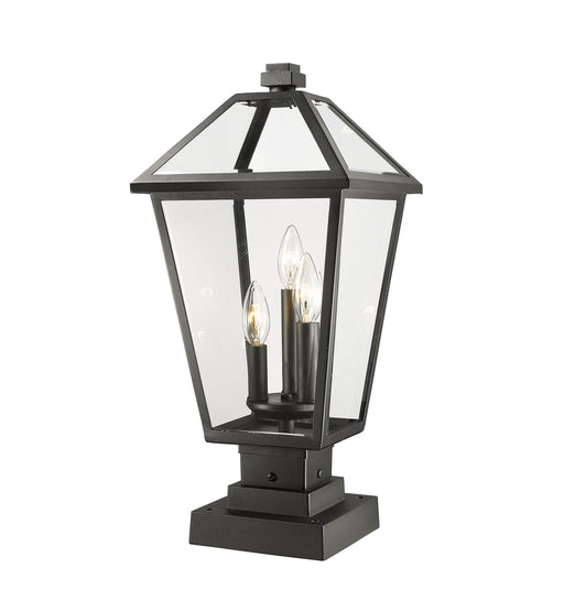 Talbot 3 Light Outdoor Pier Mounted Fixture in Black with Clear Beveled Glass Shade