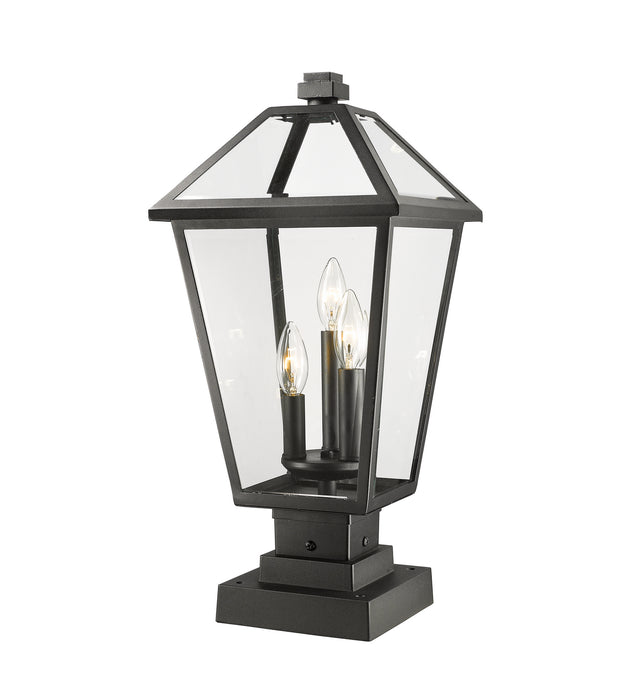 Talbot 3 Light Outdoor Pier Mounted Fixture in Black with Clear Beveled Glass Shade