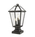 Talbot 3 Light Outdoor Pier Mounted Fixture in Black with Clear Beveled Glass Shade