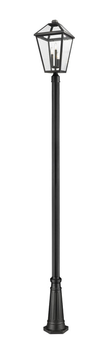 Talbot 3 Light Outdoor Post Mounted Fixture in Black with Clear Beveled Glass Shade