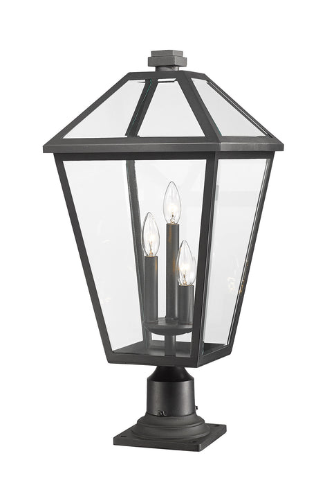 Talbot 3 Light Outdoor Pier Mounted Fixture in Black with Clear Beveled Glass Shade