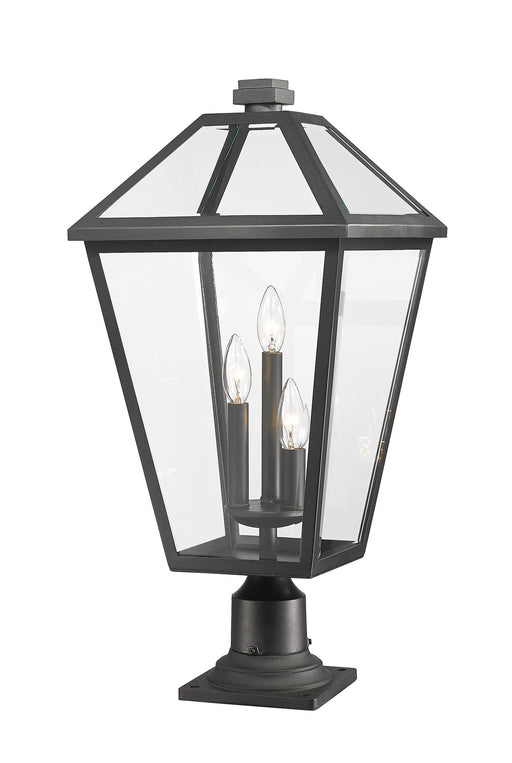 Talbot 3 Light Outdoor Pier Mounted Fixture in Black with Clear Beveled Glass Shade