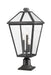Talbot 3 Light Outdoor Pier Mounted Fixture in Black with Clear Beveled Glass Shade
