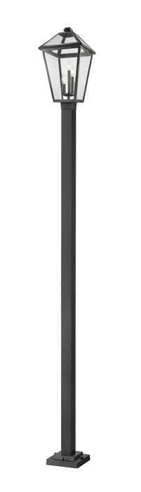 Talbot 3 Light Outdoor Post Mounted Fixture in Black with Clear Beveled Glass Shade