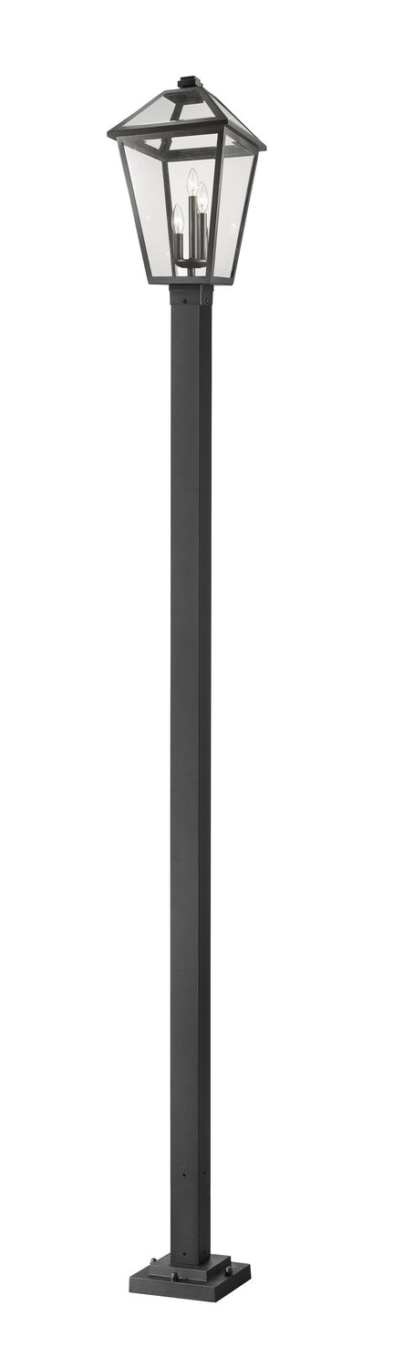 Talbot 3 Light Outdoor Post Mounted Fixture in Black with Clear Beveled Glass Shade