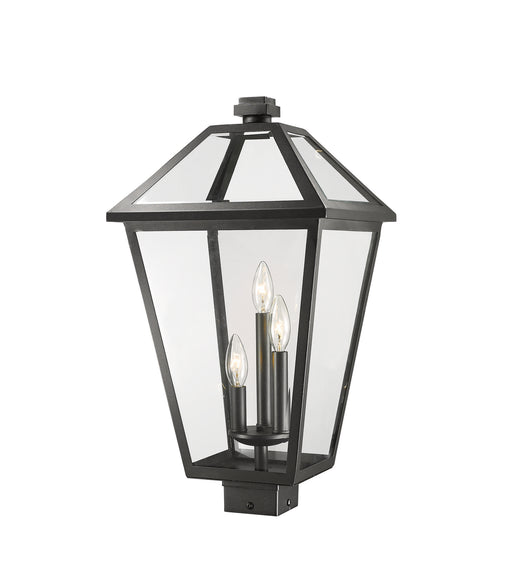 Talbot 3 Light Outdoor Post Mount Fixture in Black with Clear Beveled Glass Shade