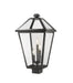 Talbot 3 Light Outdoor Post Mount Fixture in Black with Clear Beveled Glass Shade