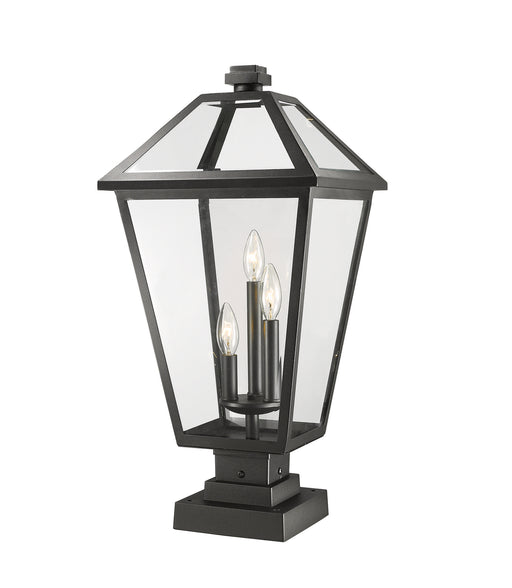 Talbot 3 Light Outdoor Pier Mounted Fixture in Black with Clear Beveled Glass Shade