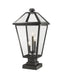 Talbot 3 Light Outdoor Pier Mounted Fixture in Black with Clear Beveled Glass Shade
