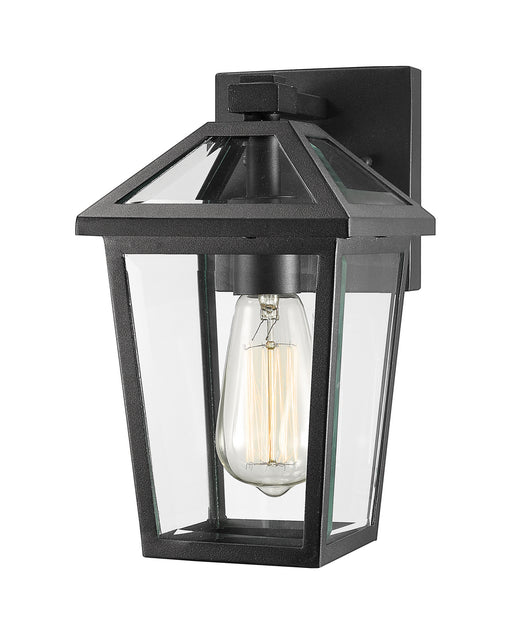 Talbot 1 Light Outdoor Wall Sconce in Black with Clear Beveled Glass Shade