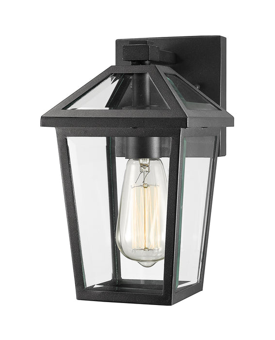Talbot 1 Light Outdoor Wall Sconce in Black with Clear Beveled Glass Shade