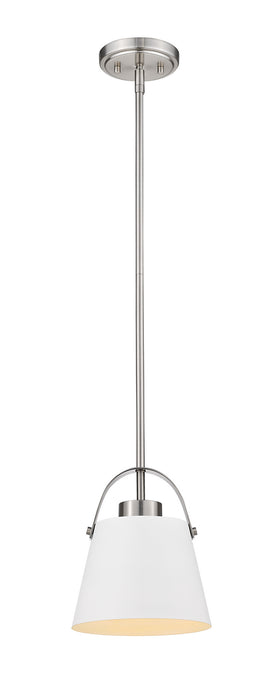 Z-Studio 1 Light Mini Pendant in Matte White & Brushed Nickel with Matte White Metals Shade