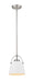 Z-Studio 1 Light Mini Pendant in Matte White & Brushed Nickel with Matte White Metals Shade