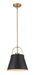 Z-Studio 1 Light Pendant in Matte Black & Heritage Brass with Matte Black Metals Shade