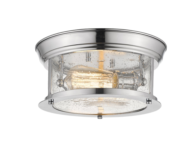 Sonna 2 Light Flush Mount in Chrome with Clear Seedy Glass Shade