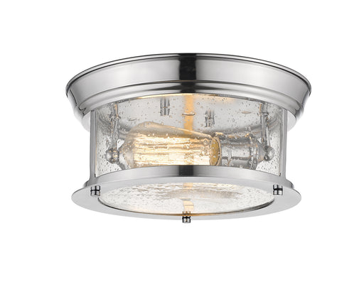 Sonna 2 Light Flush Mount in Chrome with Clear Seedy Glass Shade