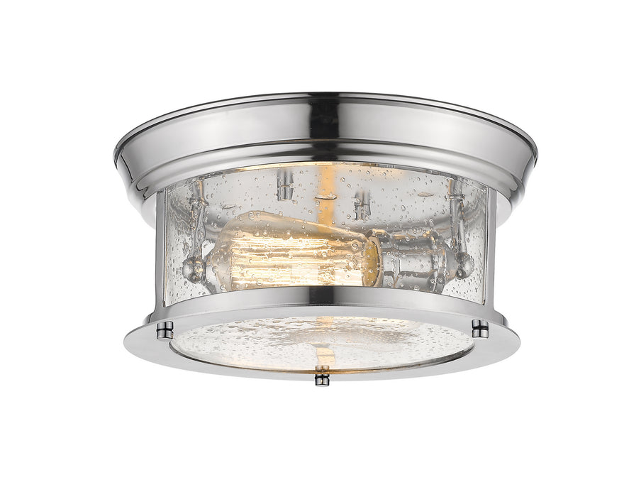 Sonna 2 Light Flush Mount in Chrome with Clear Seedy Glass Shade