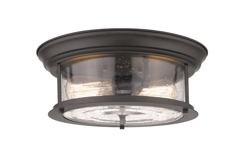 Sonna 2 Light Flush Mount in Bronze with Clear Seedy Glass Shade