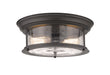 Sonna 2 Light Flush Mount in Bronze with Clear Seedy Glass Shade