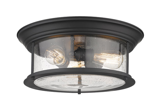 Sonna 3 Light Flush Mount in Matte Black with Clear Seedy Glass Shade