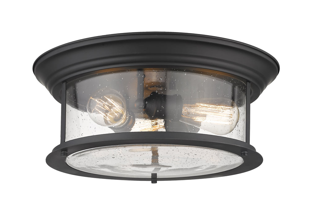 Sonna 3 Light Flush Mount in Matte Black with Clear Seedy Glass Shade